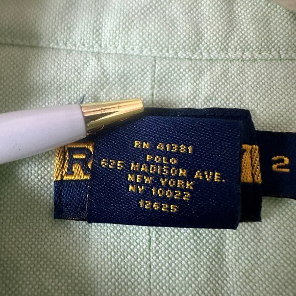 Rugby Ralph Lauren OCBD Button Down Shirt Green Size 2 - Picture 11 of 12